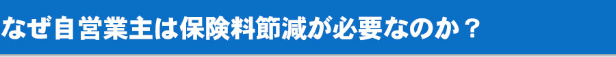 なぜ自営業主は保険料節減が必要なのか？