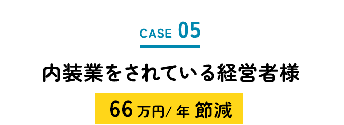 内装業をされている経営者様66万円/年　節減